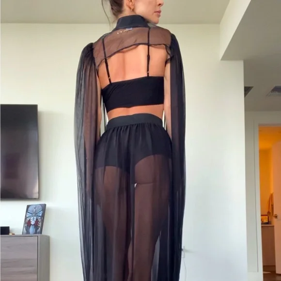 Akira Sheer Long Sleeve Cape - Picture 2 of 3